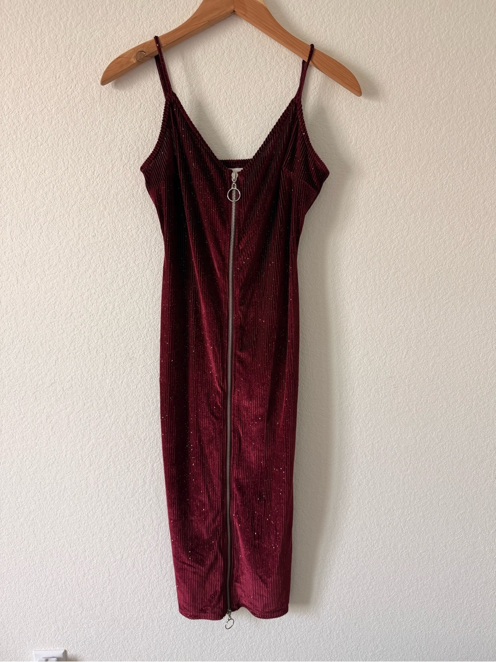 PRIVACY PLEASE RED RIB MIDI HOLIDAY DRESS